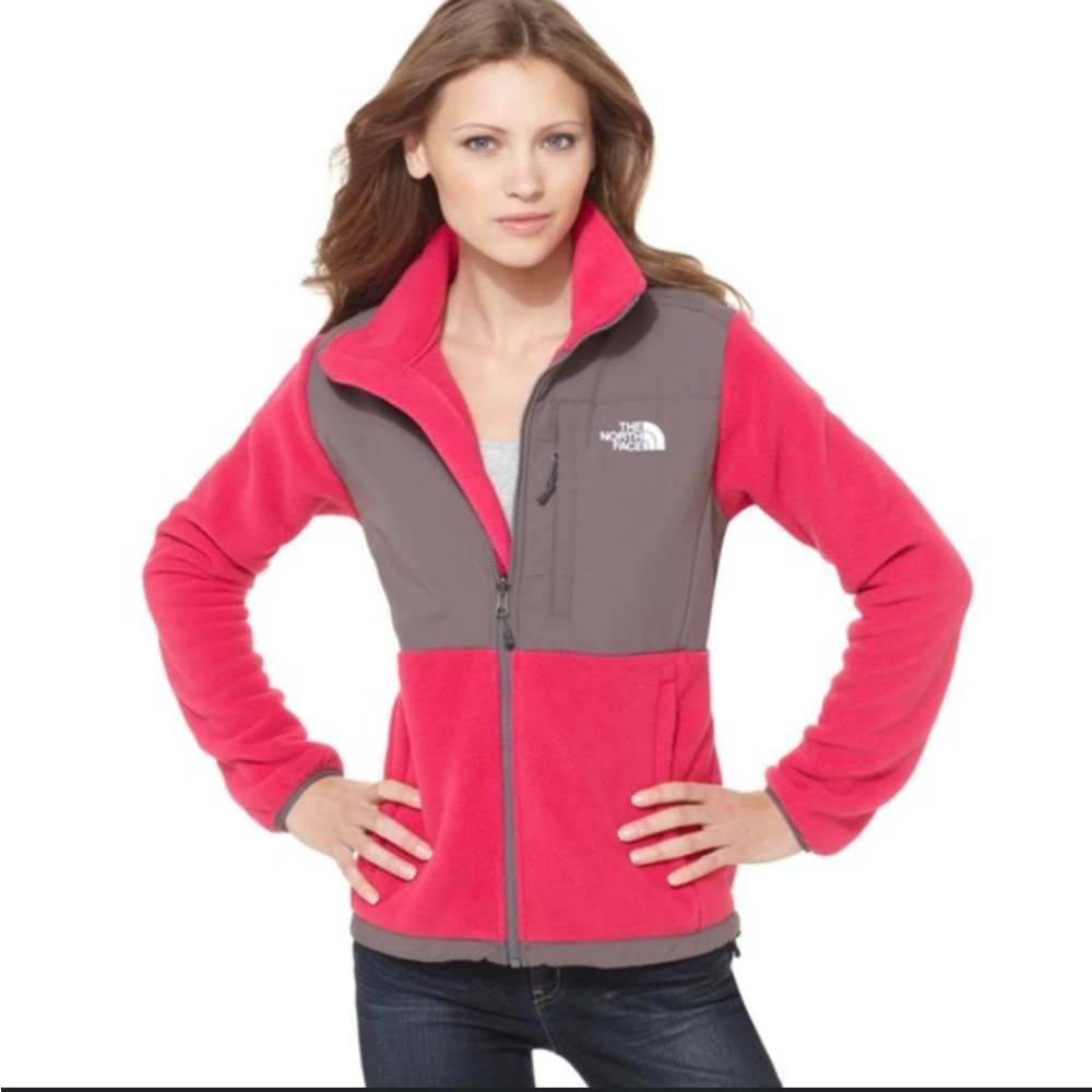 The North Face Women’s Denali Color Block Fleece Jacket Pink & Gray Size M